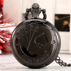 Medium Size Poker Quartz Movement Pocket Watch With Chain