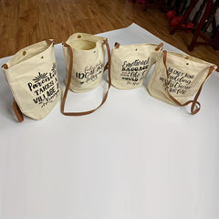 Letter Print Canvas Tote Bag for Outdoors