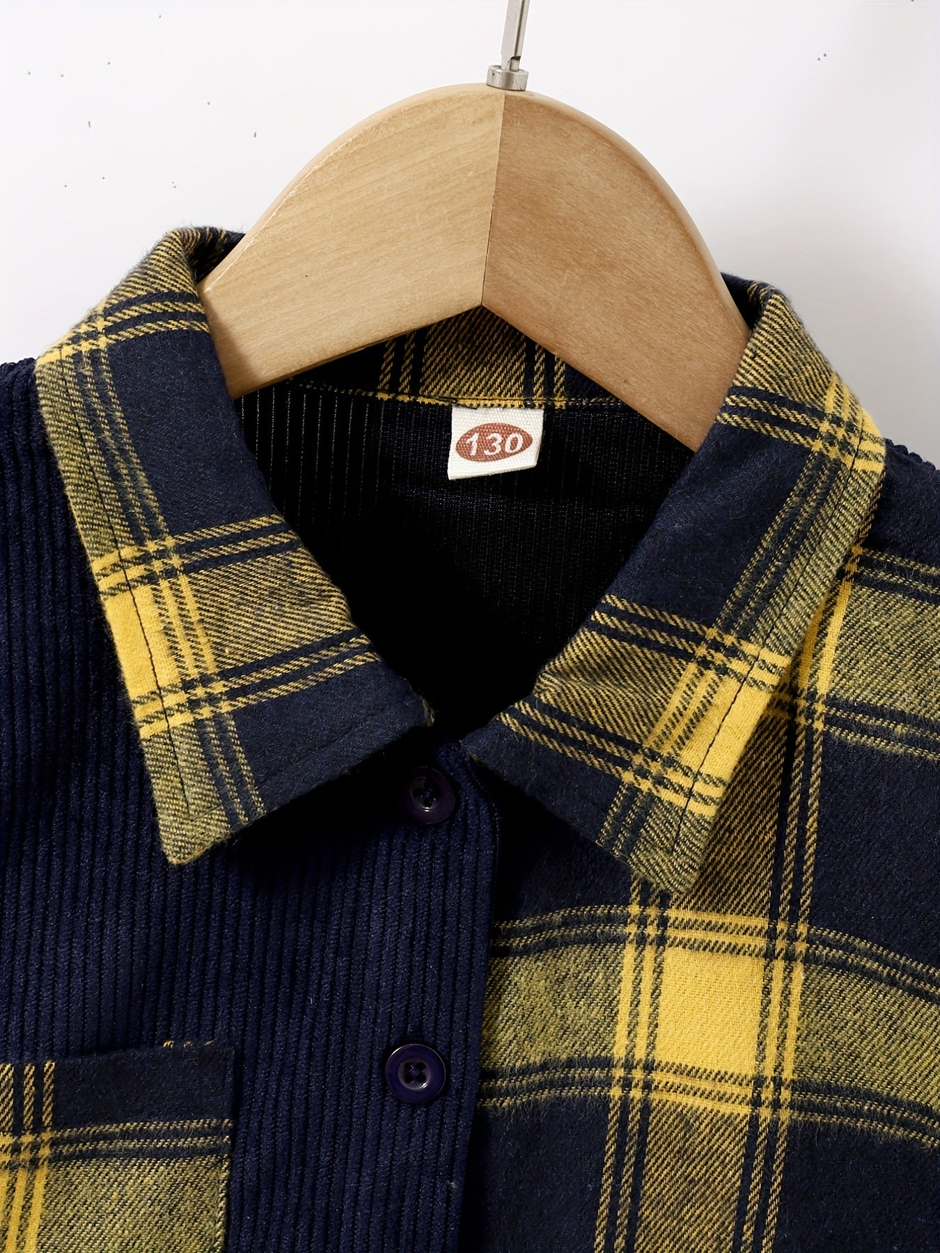 Boys Plaid Collar Shirt Long Sleeve Tops For Kids