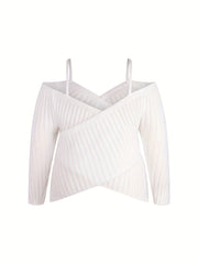 Sexy Cold Shoulder V Neck Sweater Top