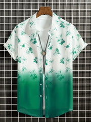 Floral Print Men's Short Sleeve Shirt for Summer Vacation