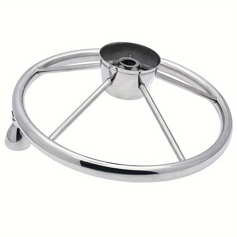 Stainless Steel Boat Steering Wheel 13 1/2in with Knob Grip