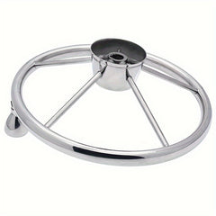 Stainless Steel Boat Steering Wheel 13 1/2in with Knob Grip
