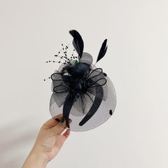 Tea Hats Cocktail Wedding Headpiece Hairband Feather Mesh Net Veil