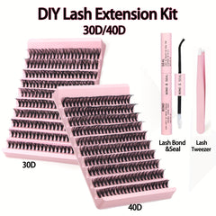 DIY Lash Extension Kit 200pcs Individual Lashes Cluster D Curling