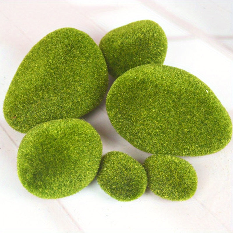6pcs False Moss Green Stone Bonsai Decoration