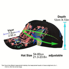 Sequin Embroidered Baseball Cap Butterfly Peaked Cap Lip Print Hat Sun Hat
