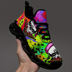 Skull & Tie dye Thick Sole Running Shoes Breathable Lightweight Sneakers