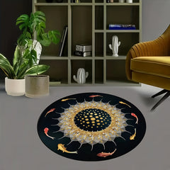 Round Floral Bohemian Floor Mat for Home Decor