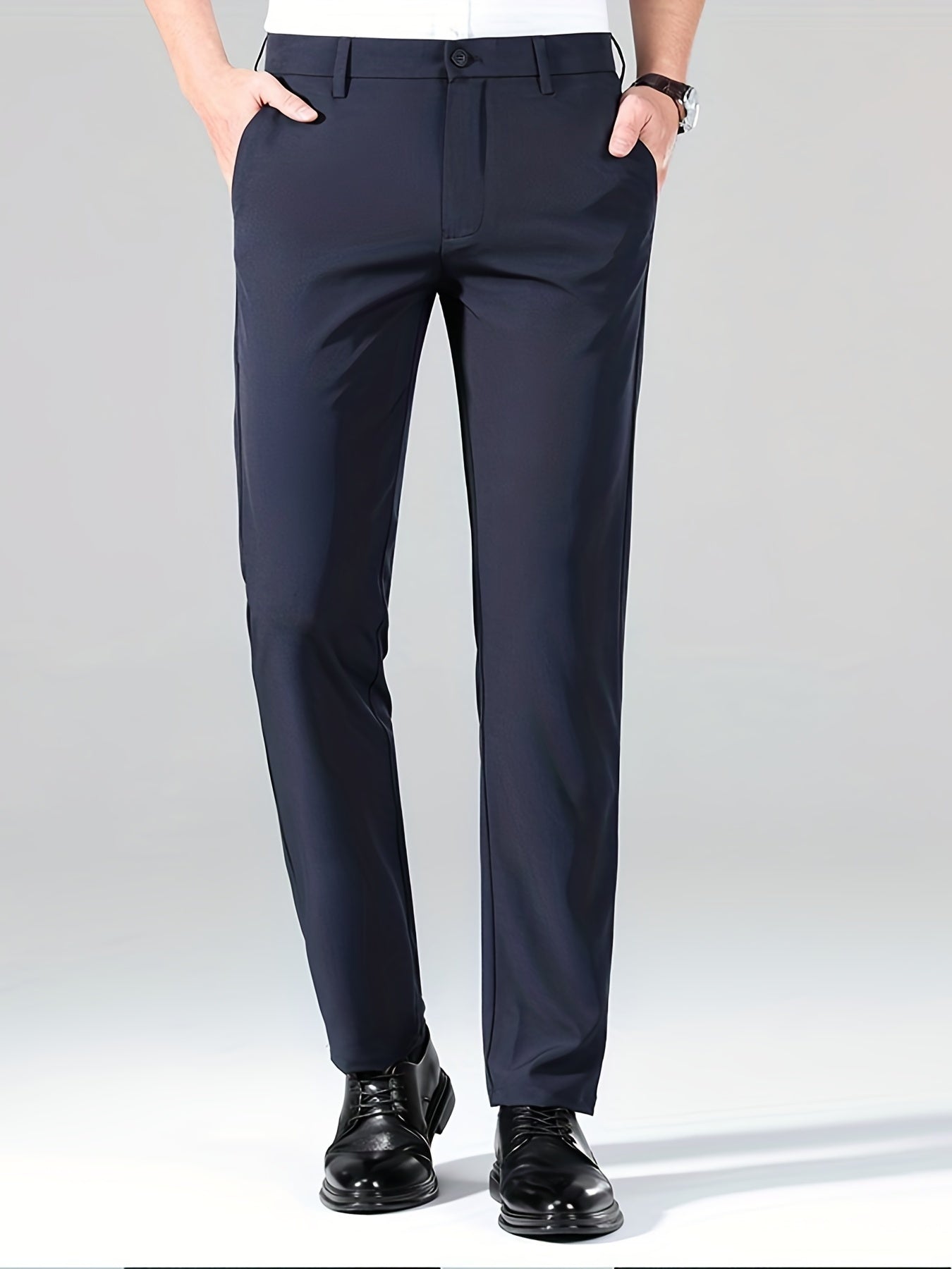 Men's Slim Fit Suit Trousers with Pockets