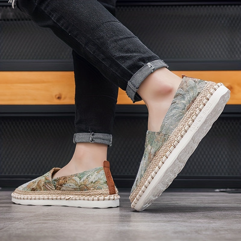 Men's Plant Pattern Espadrilles Slip-On Shoes