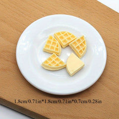 Waffle Cake PVC Lattice Biscuit Food Model DIY Cream 6pcs