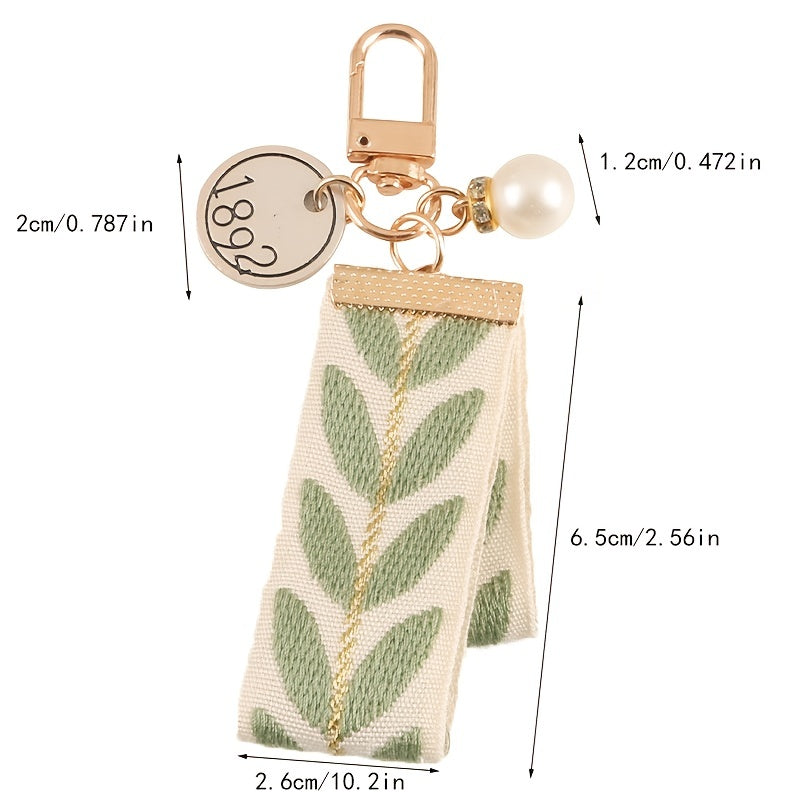 Green Ribbon Car Keychain Women's Retro Keychain Accessories
