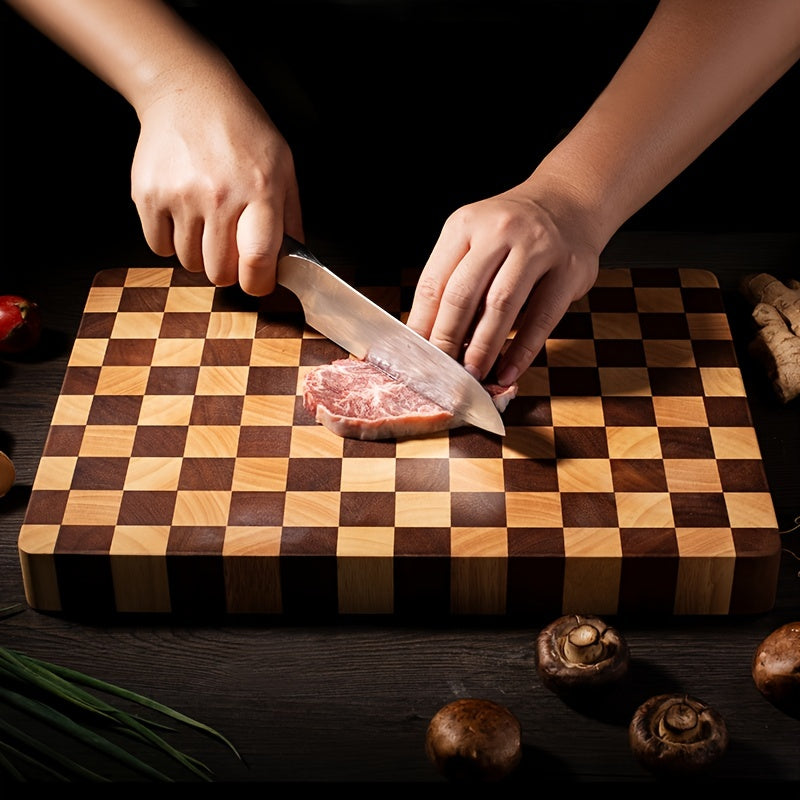 Rectangular End Grain Rubber Wood Cutting Board, Thick & Reversible