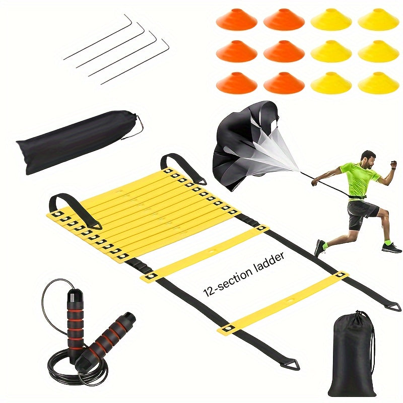 Agility Ladder Speed Training Set - Ladder, Parachute, Hurdles, Cones