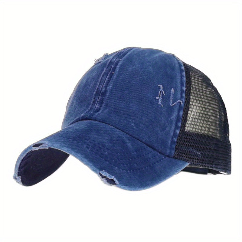 Men's Denim Baseball Cap Distressed Outdoor Sports Hat