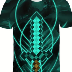 Boy's Diamond Sword Graphic T shirt Slim Fit Tee
