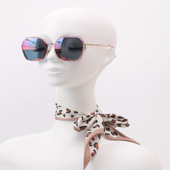 Leopard Print Pink Skinny Scarf Long Hair Ribbon Neckerchief