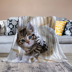Kitten Blanket Warm Flannel Soft Plush Blanket For Outdoor Travel