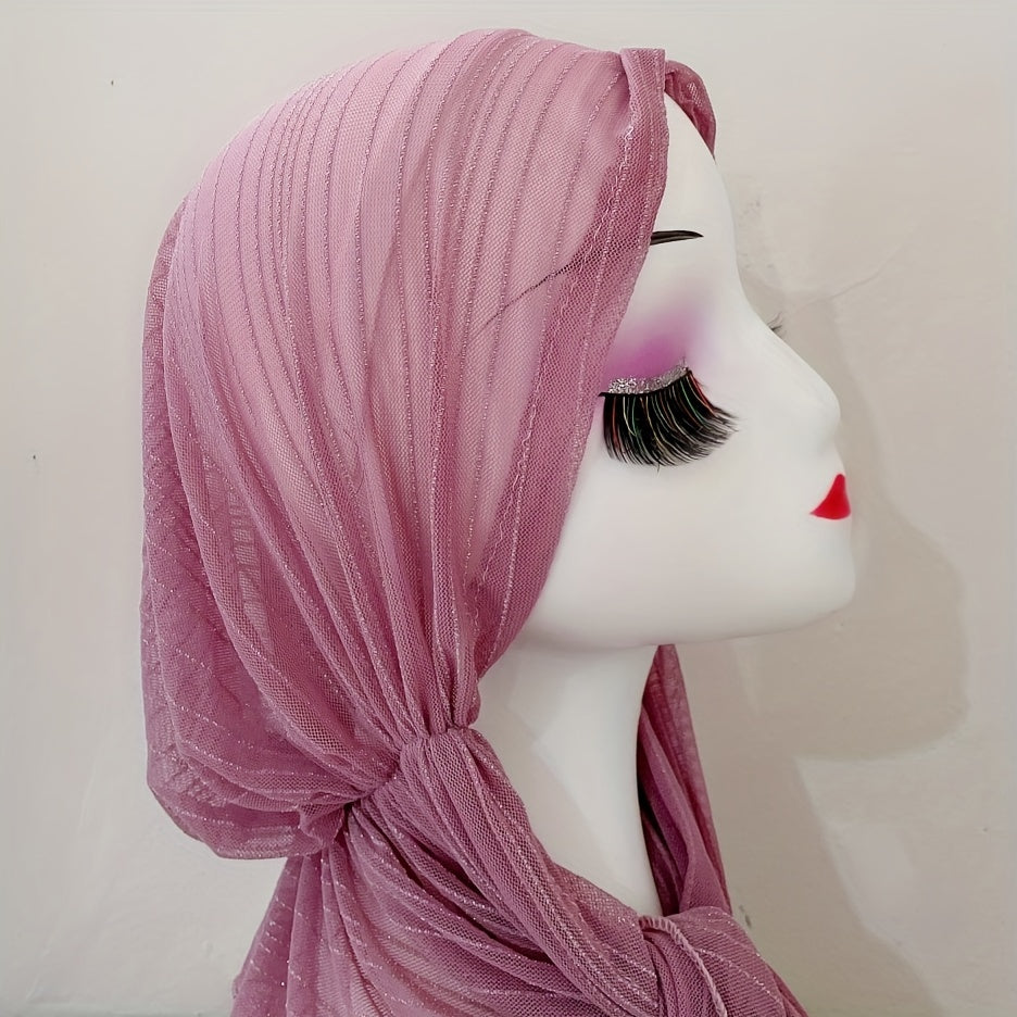 Gauze Hijab Head Scarf Soft Turban Elastic Head Wraps Ramadan Shawl Bandana