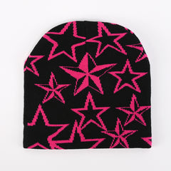 Pentagram Jacquard Y2K Beanie Solid Skull Cap