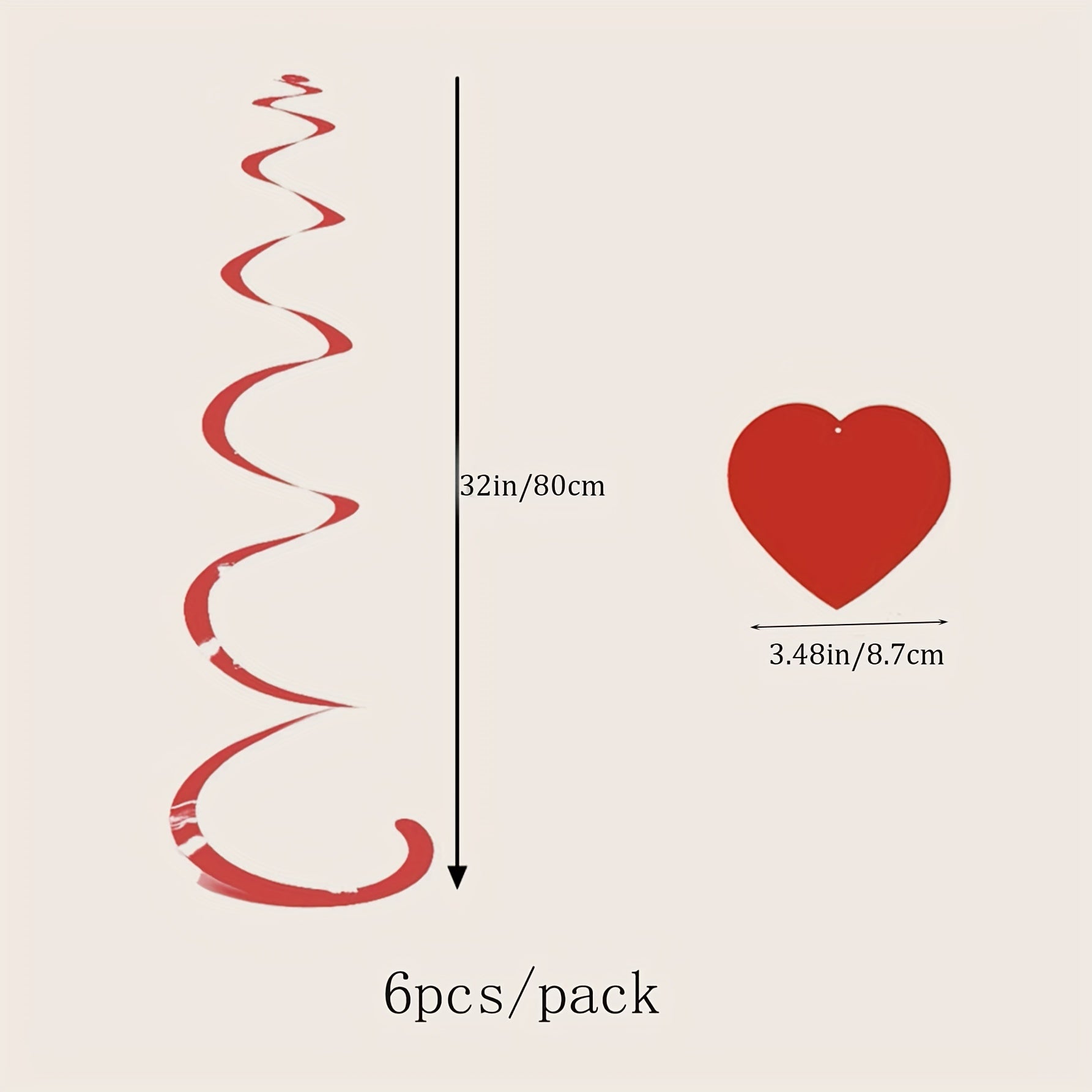 6pcs Heart Pull Flags Red Heart Spiral Banners Party Decoration