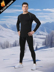 Men's Thermal Sports Set Quick Dry Warm Compression Long Sleeve Shirt & Leggings