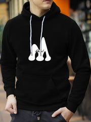 Men's M Print Hoodie Graphic Pullover Hooded Sweatshirt