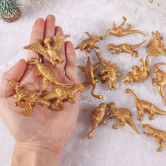 32pcs Mini Metallic Golden Dinosaur Figurine Toys Dino Party Supplies Cake
