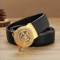 Rose Golden Tiger Head Auto Buckle Belt