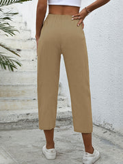 High Waist Drawstring Cropped Pants Women's Clothing
