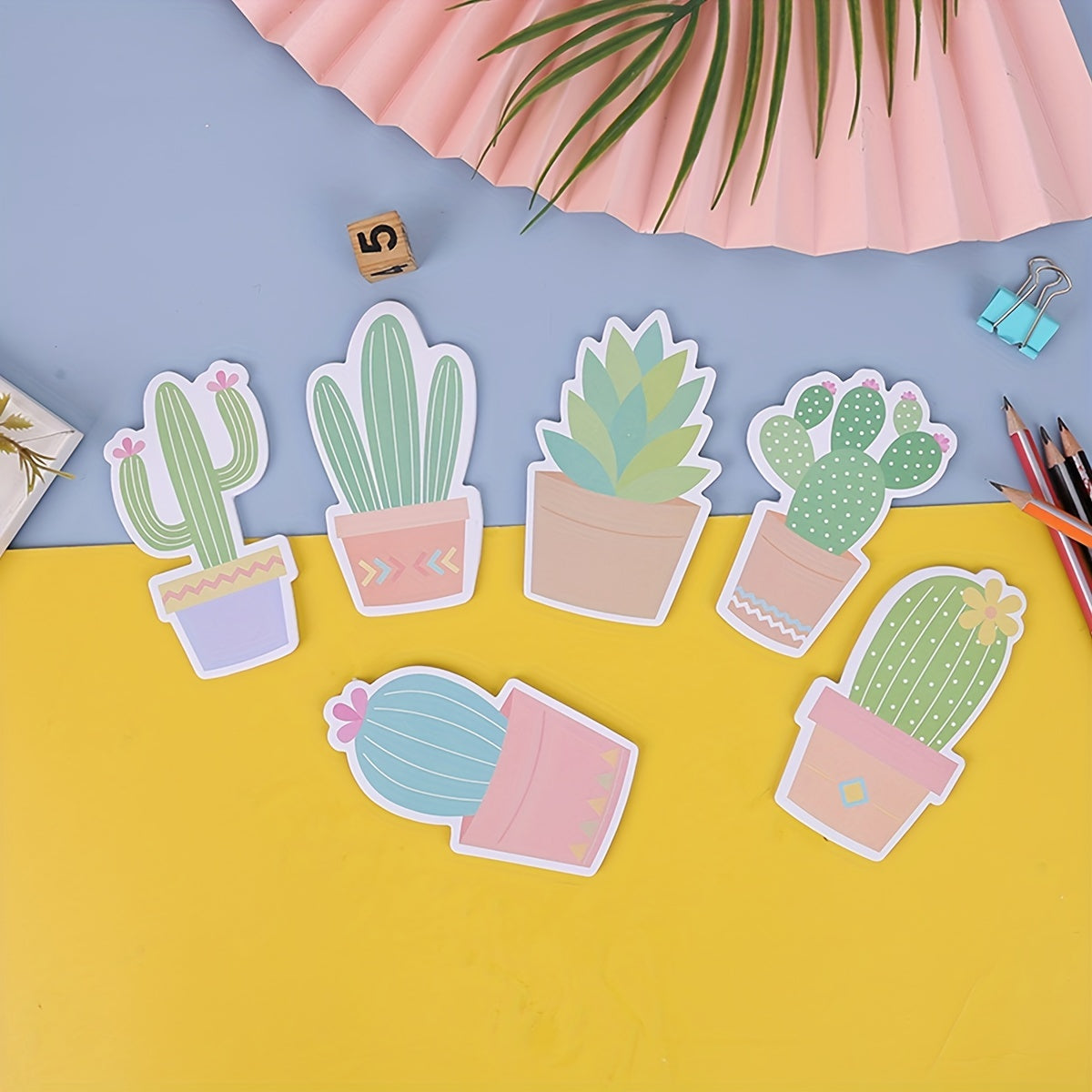 3pcs Cactus Sticky Notes, Cartoon Creative Office Novelty Sticky Notes