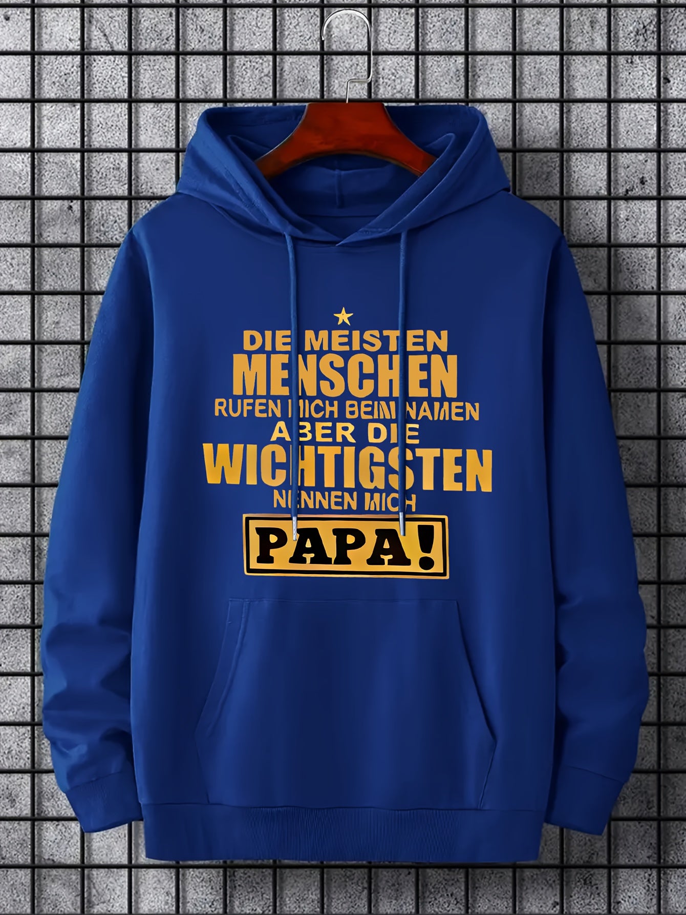 Men's Papa Print Hoodie Casual Drawstring Hooded Sweatshirt