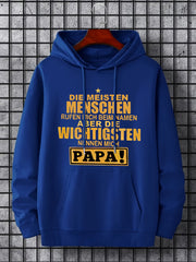 Men's Papa Print Hoodie Casual Drawstring Hooded Sweatshirt
