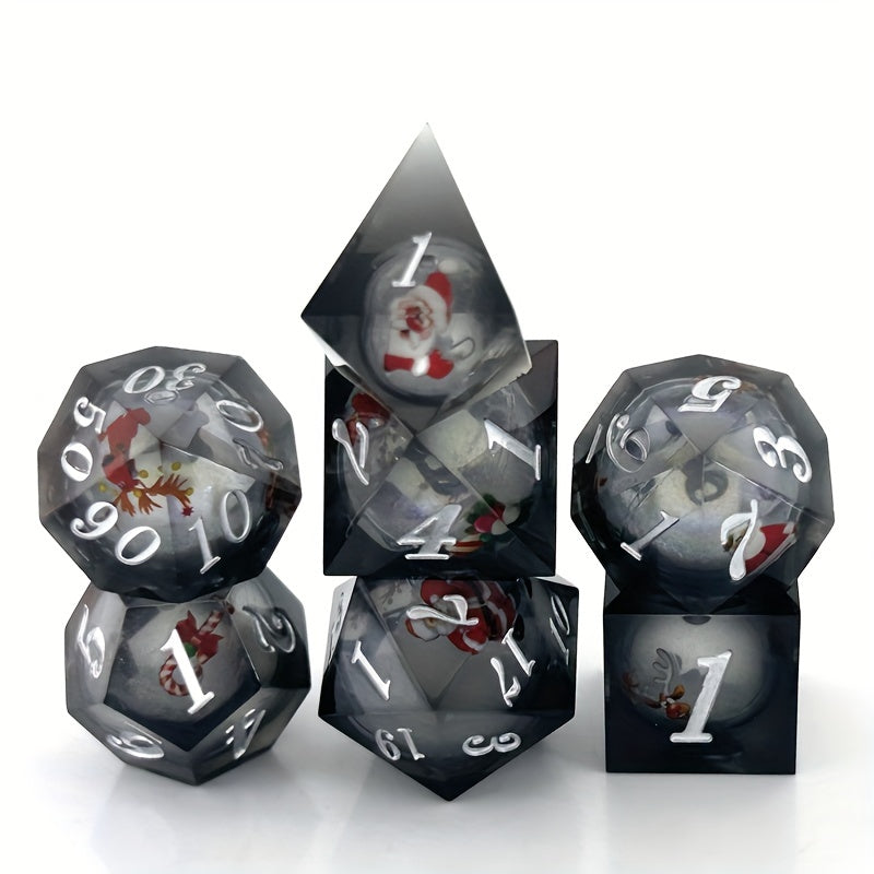 7pcs Christmas Liquid Core Dice For Board Game Holiday Entertainment Dice