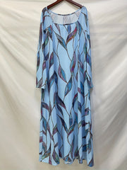 Colorblock Leaf Print Square Neck Maxi Dress