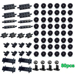 48/80pcs Building Blocks Mini Wheel Tire Set Car Tire Construction Blocks