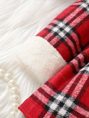 Baby Girls Christmas Plaid Furry Hooded Coat
