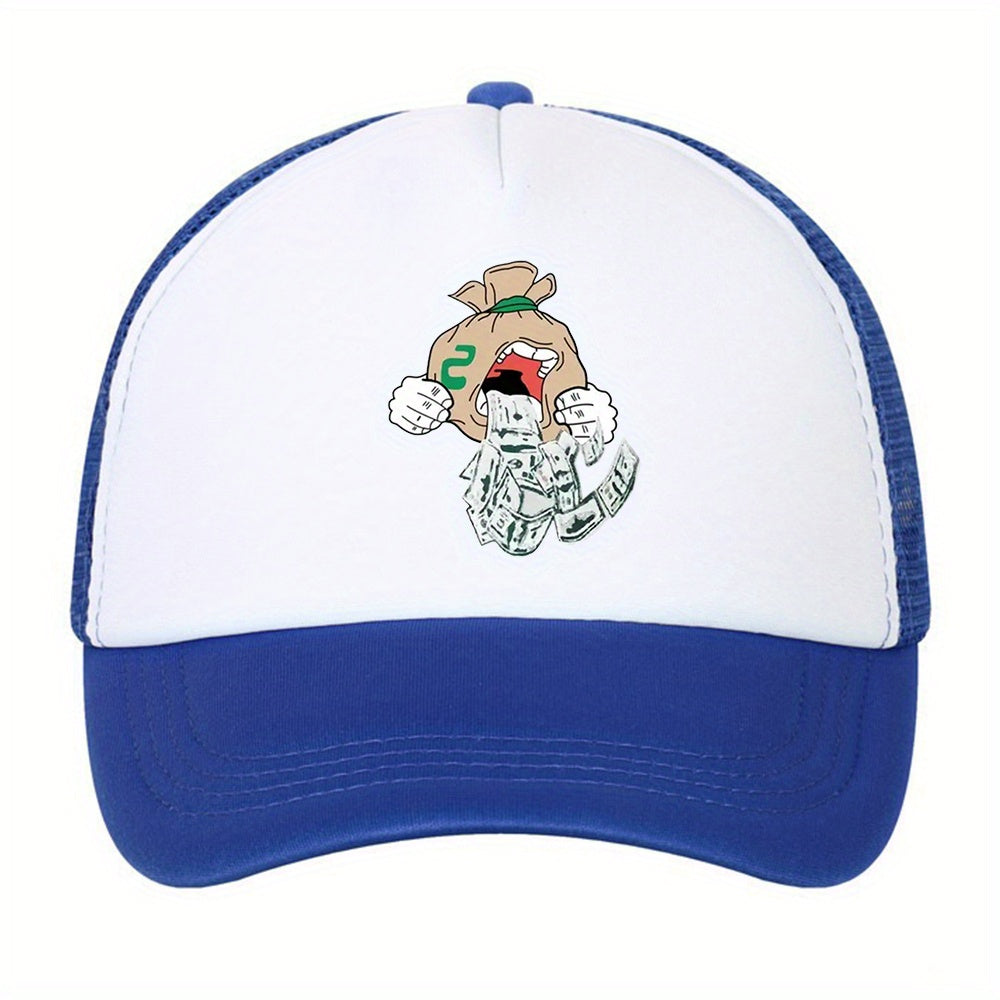 Unisex Breathable Adjustable Baseball Cap with Cartoon Embroidery
