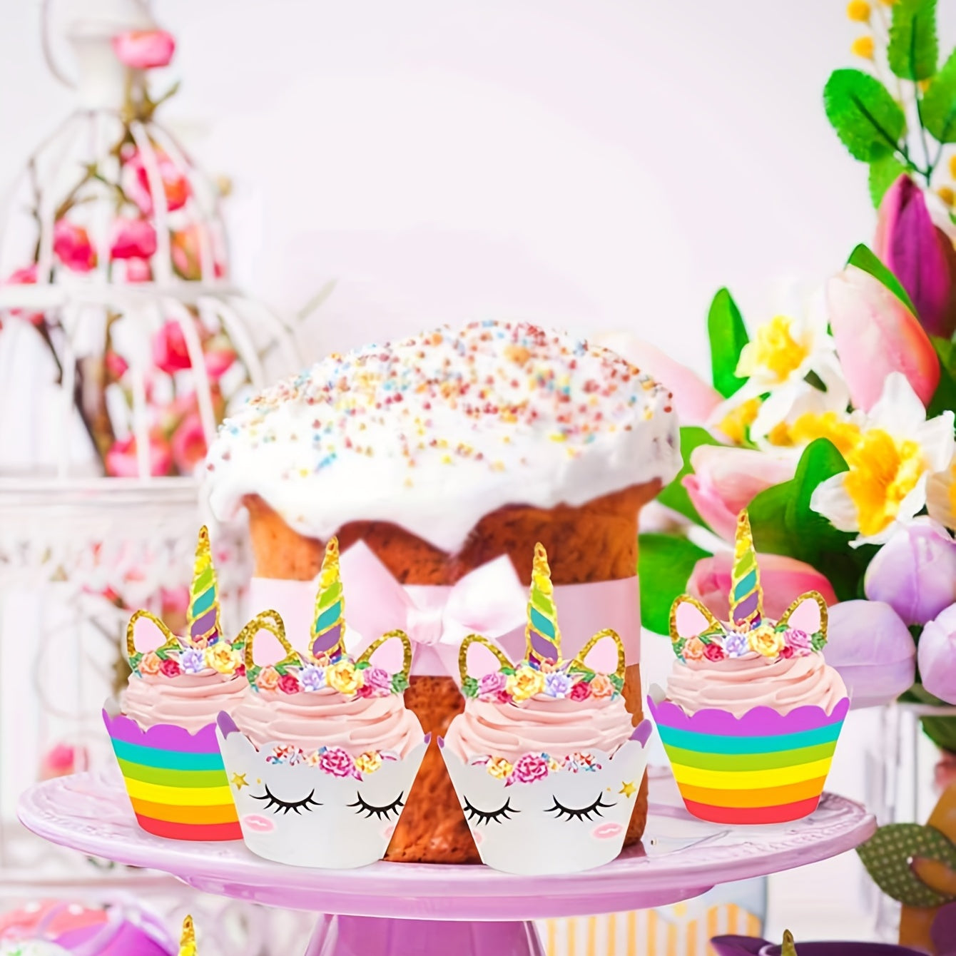 12pcs Unicorn Cake Toppers Cupcake Decorations Unicorn Themed Cake Decorations