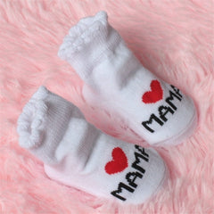 Baby Girls MAMA PAPA Print Striped Knit Socks Soft