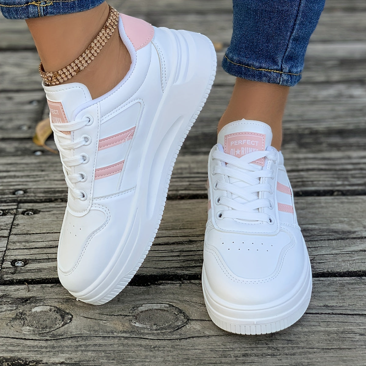 Faux Leather Solid Skate Shoes Wear Resistance Non Slip Flat Sneakers