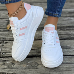 Faux Leather Solid Skate Shoes Wear Resistance Non Slip Flat Sneakers