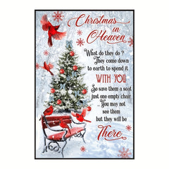 Christmas Metal Tin Sign Retro Artwork Cardinals Blessings 8''x12''