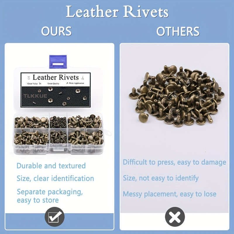 240 Leather Rivets Set Double Cap for DIY Leather Craft