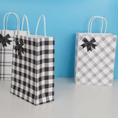 8pcs Plaid Gift Bags with Handle for Christmas Party Wedding Birthday Favor Bags