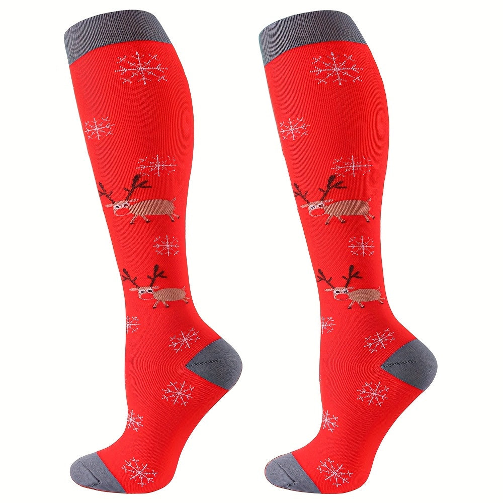Compression Socks Women Men Circulation Support Christmas Knee High Stockings
