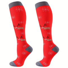 Compression Socks Women Men Circulation Support Christmas Knee High Stockings