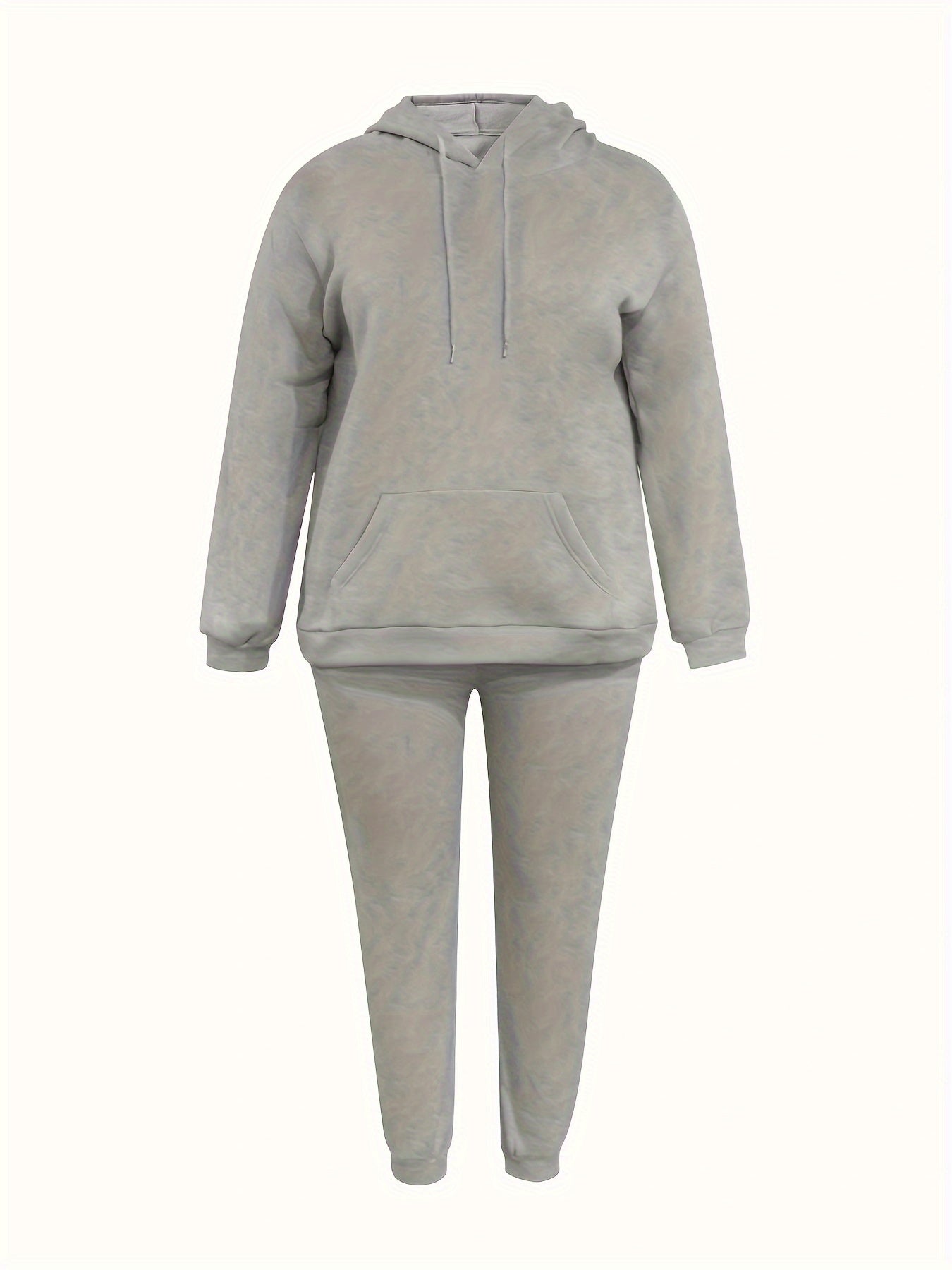 Solid Hooded Sweatshirt & Jogger Sweatpants Set