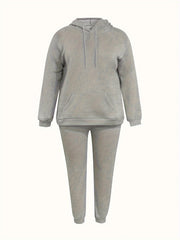 Solid Hooded Sweatshirt & Jogger Sweatpants Set